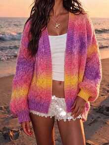 SHEIN Women's Gradient Cardigan For Vacation And Casual Wear - Multicolor - View 5