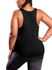 Rhythm Era 3pcs Plus Size Colorblock Print Sports Tank Top Set Gym Sports Black And White Lilac Black Summer - Multicolor - View 8
