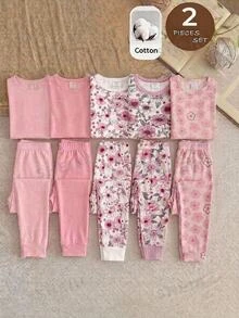 SHEIN Young Girls Fitted Loungewear Set, Suitable For Autumn And Winter Wear (Random Delivery: Buy 3 Sets And Get 1 Set Halloween/Christmas Party Snug Fit - Multicolor - View 5
