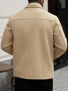 Manfinity Homme Men's Long Sleeve Casual Button-Front Drop Shoulder Overcoat For Autumn - Khaki - View 2
