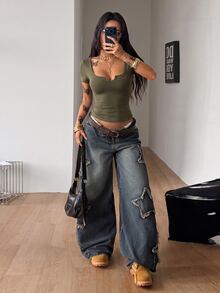 Coolane 女款素色修身百搭日常長袖T恤 - 軍綠色 - 查看 3