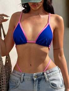 Swim SXY 女士性感镂空设计细肩带连体泳衣，适合海滩度假 - 彩色 - 查看 2
