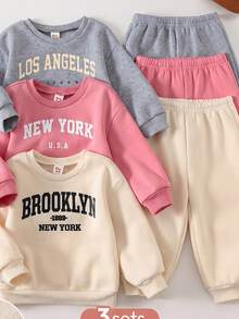 Cozy Pixies Young Girl Young Girl Pattern Soft Crew Neck Long Sleeve Pullover Sweatshirt Elastic Waist Long Autumn Winter Pants 6pcs -Piece Set Versatile Comfortable - Pink - View 9