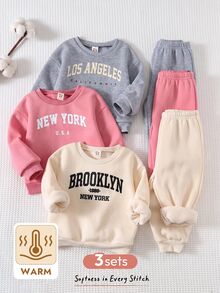 Cozy Pixies Young Girl Young Girl Pattern Soft Crew Neck Long Sleeve Pullover Sweatshirt Elastic Waist Long Autumn Winter Pants 6pcs -Piece Set Versatile Comfortable - Pink - View 11