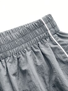 SHEIN Cheerettes 女款彈性腰口袋寬腿寬鬆運動長褲 - 灰色 - 查看 8