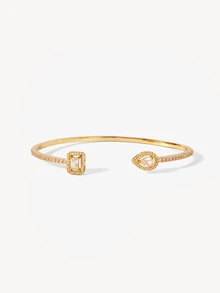 Opalesca 3pcs/Set Open Bangle Bracelets, Made Of 18K Gold Plated Copper With Zirconia, Beloved By Charming Girls - Gold - View 8