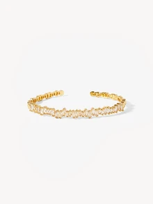 Opalesca 3pcs/Set Open Bangle Bracelets, Made Of 18K Gold Plated Copper With Zirconia, Beloved By Charming Girls - Gold - View 6