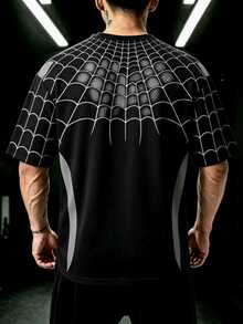 GymBeat Men's Bat Pattern Casual Daily Travel Sports T-Shirt - Black - View 2