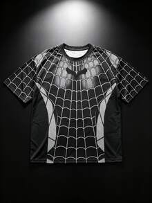 GymBeat Men's Bat Pattern Casual Daily Travel Sports T-Shirt - Black - View 3