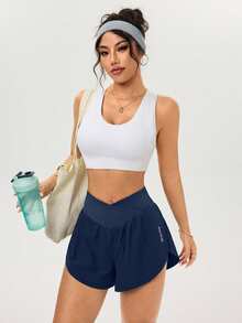 Velisys Velisys Casual Versatile Asymmetrical Waist Design Slimming Letter Print Sports Shorts 2pcs Set - Multicolor - View 8