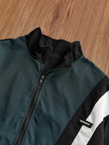 SWAVVY Men's Colorblock Long Sleeve Zip-Up Casual Jacket - Multicolor - View 5