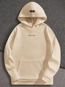 Mainfolk Men's Casual Slogan Print Hoodie, Vintage Y2K Baggy Streetwear, For Holiday - Khaki - View 5