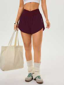 Velisys Velisys Casual Versatile Asymmetrical Waist Design Slimming Letter Print Sports Shorts 2-Piece Set - Multicolor - View 9