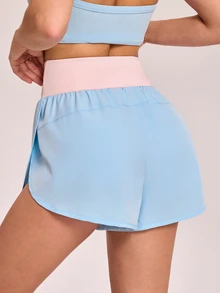 SHEIN Sovereign Charm Casual Versatile Contrast Color Letter Reflective Print Waistband Pocket Fitted Sports Shorts - Multicolor - View 8
