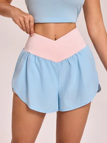 SHEIN Sovereign Charm Casual Versatile Contrast Color Letter Reflective Print Waistband Pocket Fitted Sports Shorts - Multicolor - View 10
