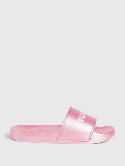 MISSGUIDED 로고 슬라이드 샌들 슬립온 풀 비치 여름 휴가 플랫 뮬 슬라이더