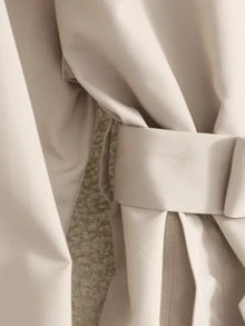 SHEIN Mantel Trench Aprikot Lengan Panjang Model Baru untuk Anak Perempuan dengan Hiasan Kancing, Detail Patch Bahu yang Menawan - Khaki - View 5