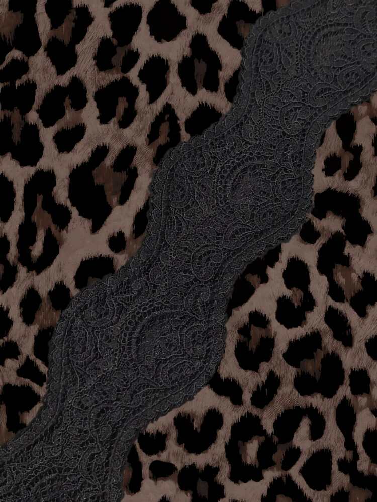 Elaquor Plus Size Vintage Leopard Print V-Neck Long Sleeve Autumn Blouse - Multicolor - View 8