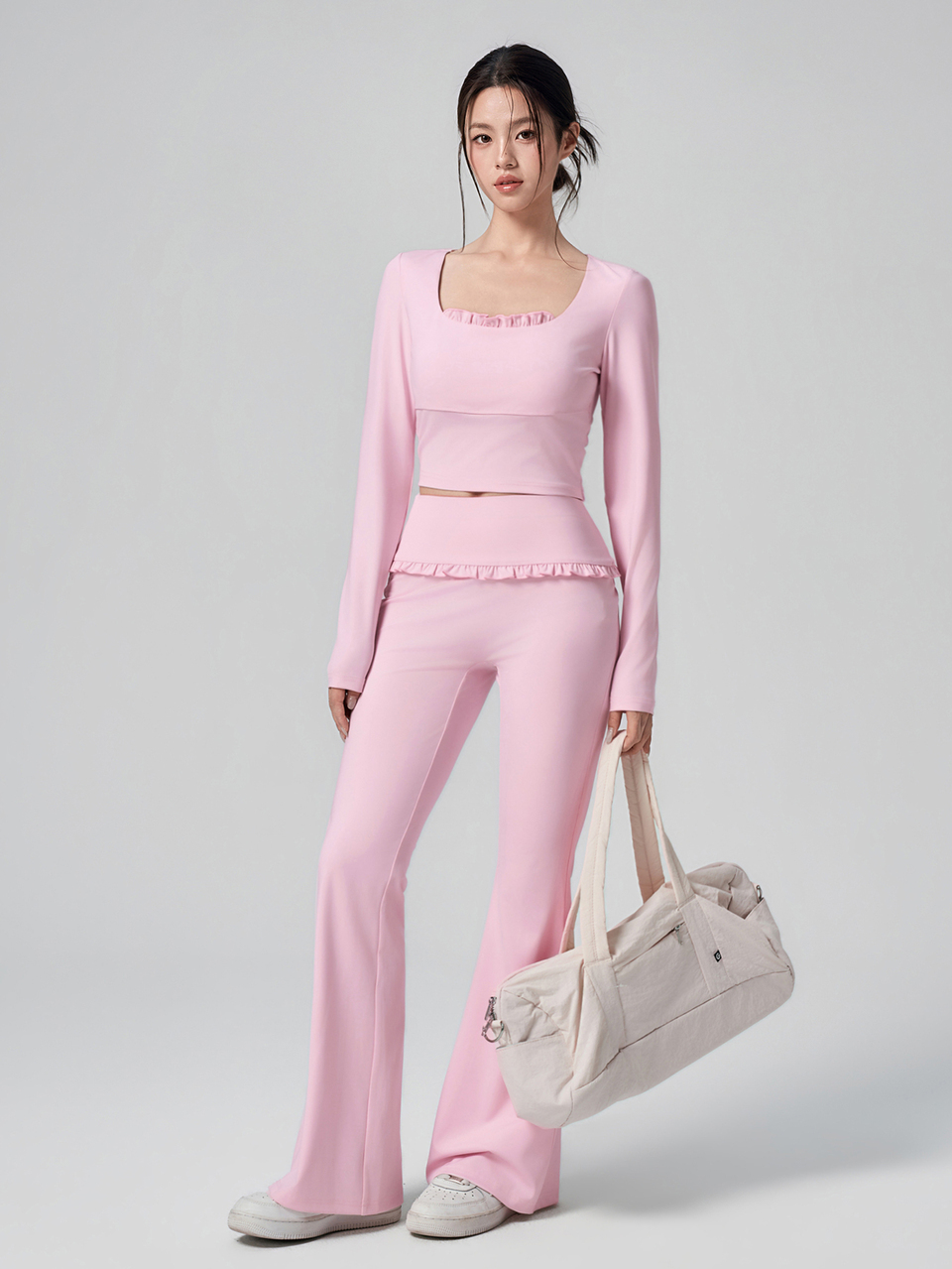 Women's Long Sleeve Top & Flare Pants Sports Set