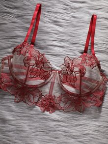 EmpressEnvy Women's Nude Sexy Lingerie Set 2pcs - Red Violet - View 3