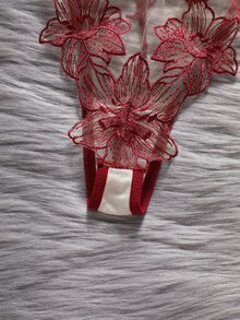 EmpressEnvy Women's Nude Sexy Lingerie Set 2pcs - Red Violet - View 4