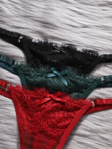 EmpressEnvy 3件套情人节女士丁字裤 - 彩色 - 查看 4