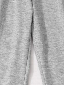 SHEIN Teen Girl Drawstring Waist Pleated Casual Versatile Daily Wear Wide Leg Long Pants - Grey - View 5