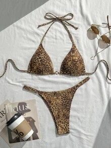 Bonvoyette 26SS 春夏度假海灘度假高級性感熱帶巧克力棕色比基尼兩件套 - 彩色 - 查看 6