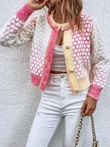 Pariaura Chaqueta De Punto De Mezcla De Tela De Moda Para Todos Los Días (color De Hilo Aleatorio) - Multicolor - Ver 6