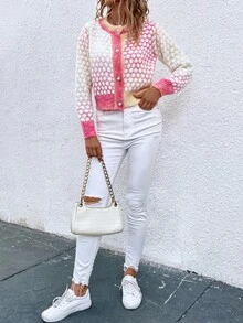 Pariaura Chaqueta De Punto De Mezcla De Tela De Moda Para Todos Los Días (color De Hilo Aleatorio) - Multicolor - Ver 5