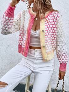 Pariaura Chaqueta De Punto De Mezcla De Tela De Moda Para Todos Los Días (color De Hilo Aleatorio) - Multicolor - Ver 1
