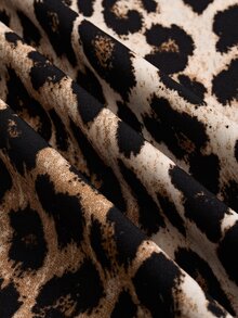 Omancia Gaun Wanita Motif Leopard Terbaru Musim Gugur/Dingin - Khaki - View 4