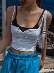 DAZY 2pcs Cropped Slim Fit Camisole Top - White - View 5