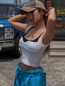 DAZY 2pcs Cropped Slim Fit Camisole Top - White - View 3