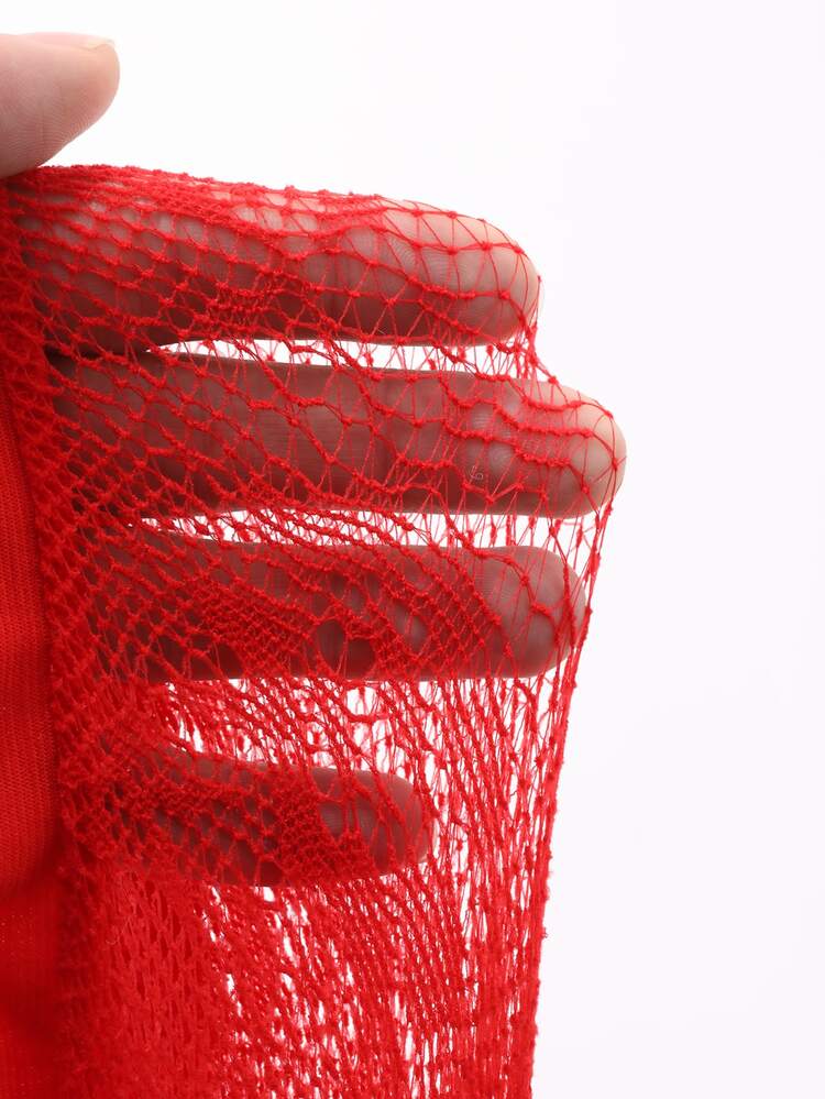 DAZY Women's Sexy Red Lace Sheer Leggings Y2k - Red - View 7