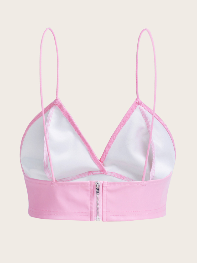 SHEIN ICON PU Leather Crop Cami Top - Baby Pink - View 2