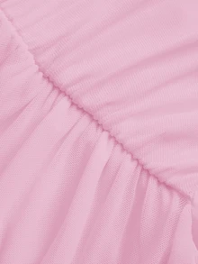 SHEIN ICON Women's Solid Color Slim Fit Asymmetrical Hem Seaweed Frill Pleated Skirt - Pink - View 5