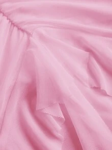 SHEIN ICON Women's Solid Color Slim Fit Asymmetrical Hem Seaweed Frill Pleated Skirt - Pink - View 4