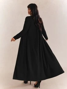 CovetEZ Plus Size Solid Color Slim Fit Button Up Casual Cardigan,Fall Clothes For Women Winter Autumn Office Black - Black - View 2