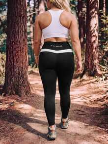 In My Nature Women's Plus Size Letter Print Pocket Leggings - Black - View 4