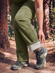 In My Nature Women's Plus Size Zipper Pocket Casual Fitness Sports Pants Winter - Green - View 7