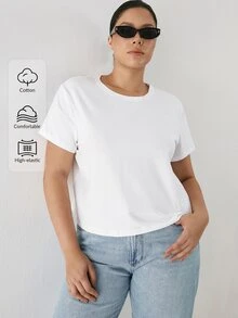 YARNWELL 大尺碼女款夏季休閒T恤,優雅度假海灘風 - 白色 - 查看 5