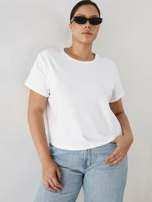 YARNWELL 大尺碼女款夏季休閒T恤,優雅度假海灘風 - 白色 - 查看 10