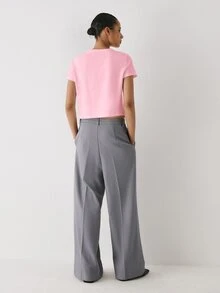YARNWELL Women's Summer Casual T-Shirt, Simple Light Blue Basic Round Neck Short Sleeve T-Shirt, Loose Fit Flattering Versatile Solid Color Casual Base Layer Top, Spring/Summer Round Neck Short T-Shirt, Comfortable Versatile Inner/Outer Wear Basic Solid Color Short Sleeve Top - Pink - View 5
