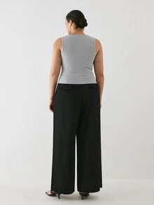 YARNWELL Women's Sexy Sporty Sleeveless U-Neck Fitted Tank Top, Side-Boob Coverage, Spring/Summer New Style, Layering Base Top - Grey - View 3