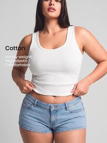 YARNWELL 性感女款無袖U領修身背心，側乳遮蓋設計，春夏新款，可作外穿或內搭基礎上衣 - 白色 - 查看 3