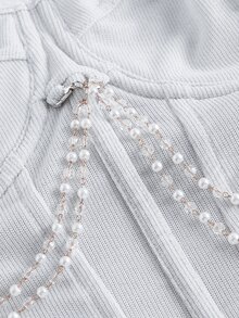SHEIN ICON White Corset Chain Detail Bustier Cami Top - White - View 5