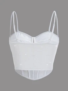 SHEIN ICON White Corset Chain Detail Bustier Cami Top - White - View 2