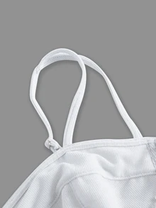 SHEIN ICON White Corset Chain Detail Bustier Cami Top - White - View 4