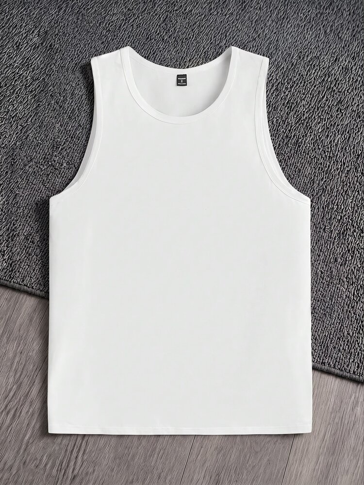Manfinity RebelGame 3pcs/Pack Men's Casual Knit Sleeveless Solid Color Tank Tops, Suitable For Daily Wear - Multicolor - View 3